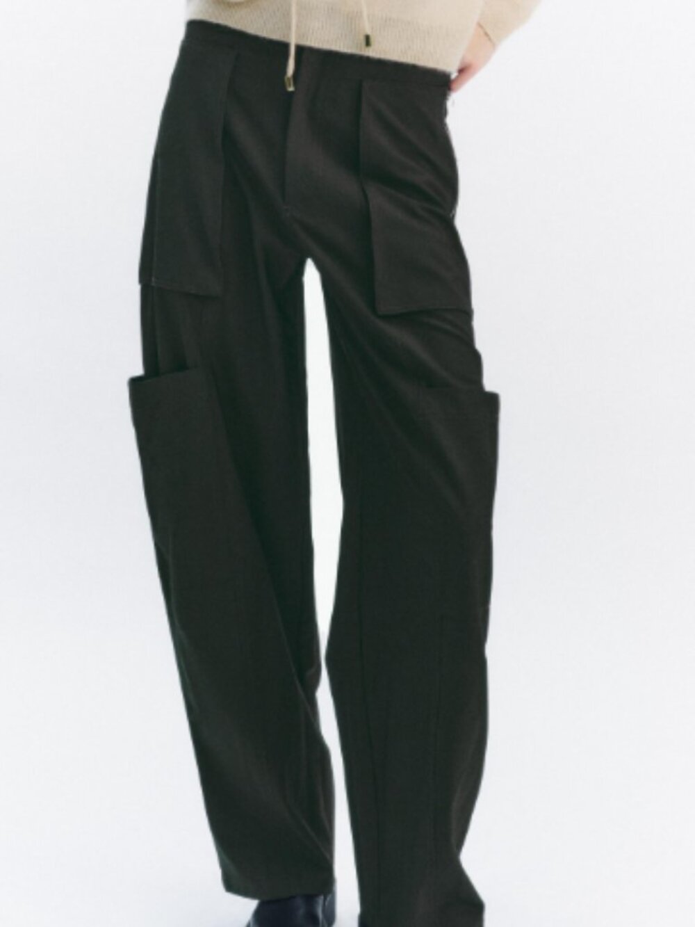 Zara Navy Cargo Wide Leg Pants Size M | High Rise Utility Trousers | 31" Inseam - Picture 4 of 11